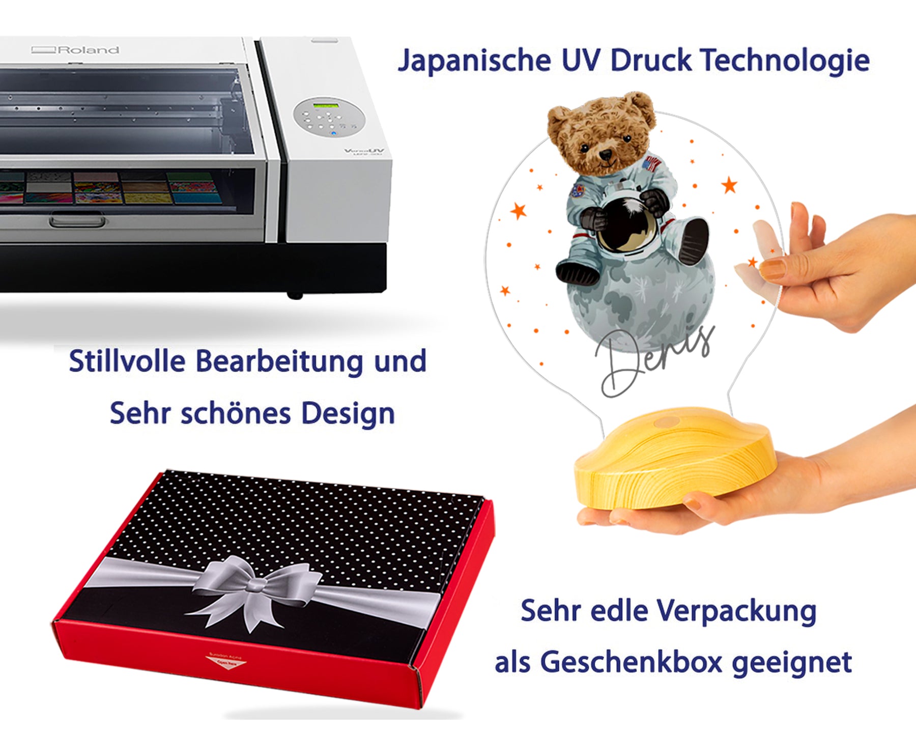 Teddybär Personalisierte Geschenke 3D Lampe mit Name UV Druck Geburtstagsgeschenk