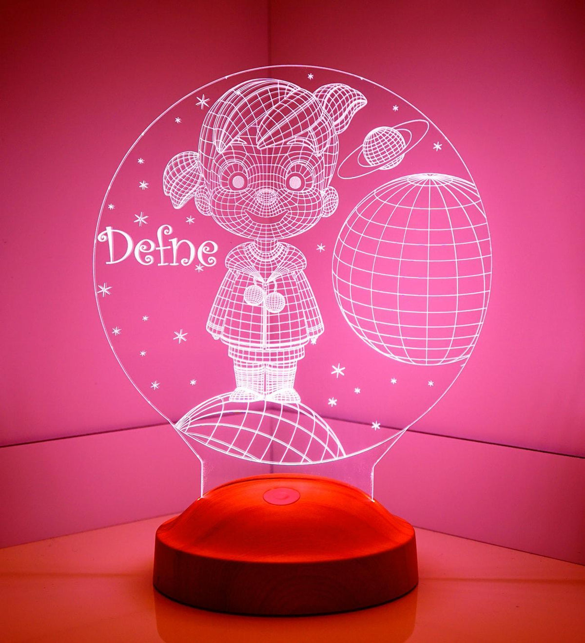 Mädchen im Universum Personalisierte Geschenke Lampe mit Wunschtext