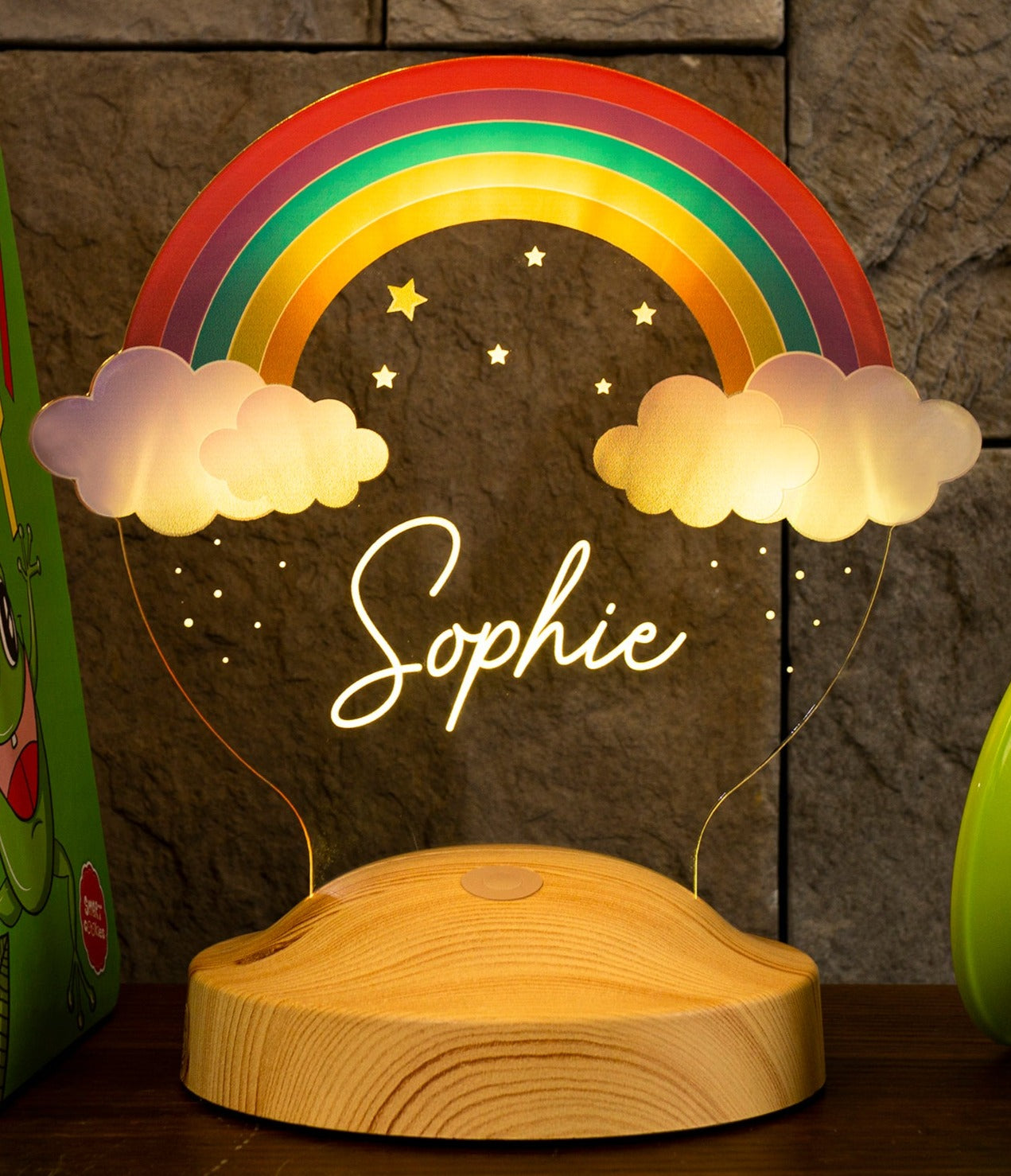 Personalisierte Nachtlampe für Kinder Regenbogen Babygeschenk Geburt