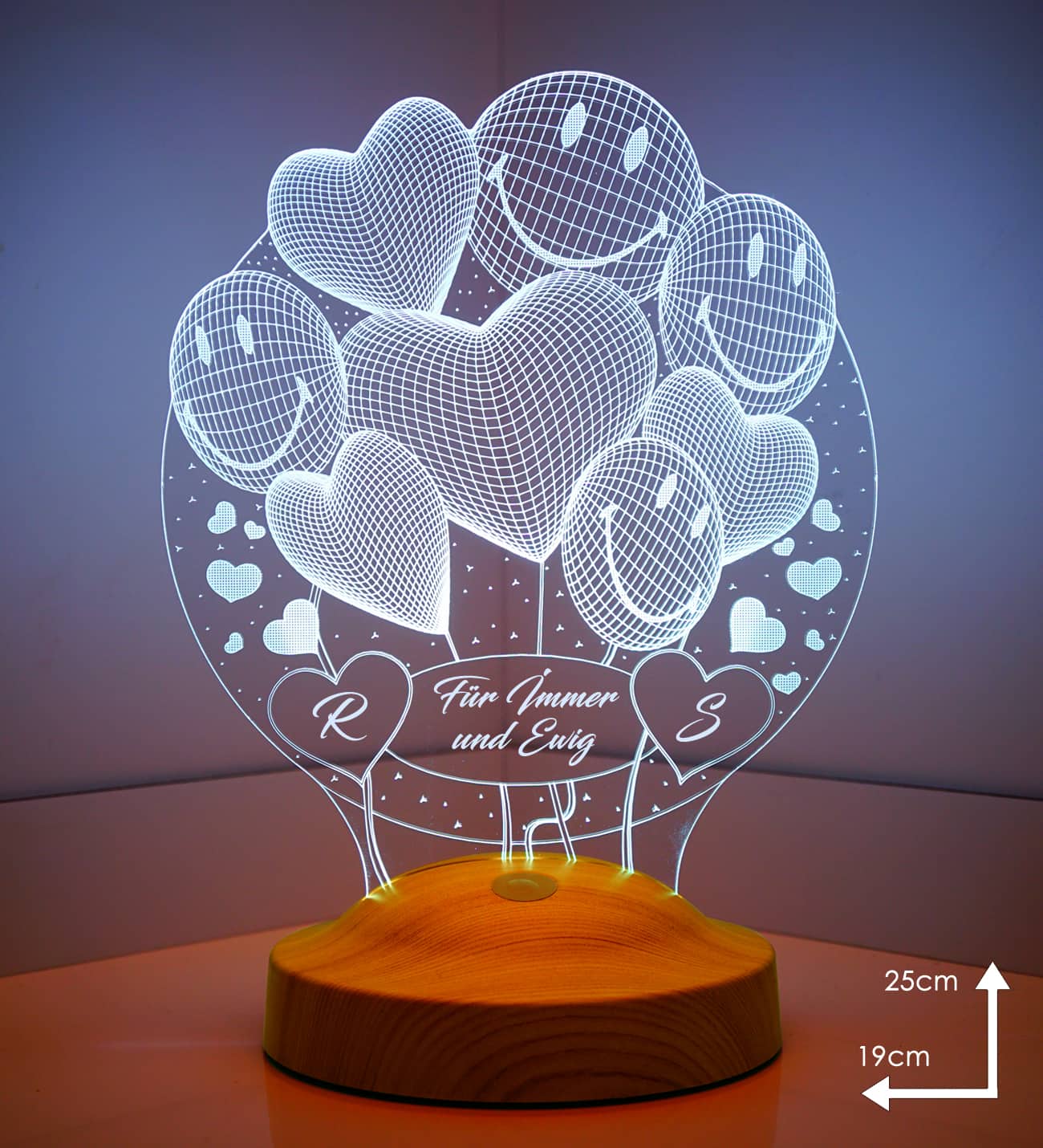 Smiley Ballon Personalisierte Geschenke Lampe mit Wunschtext