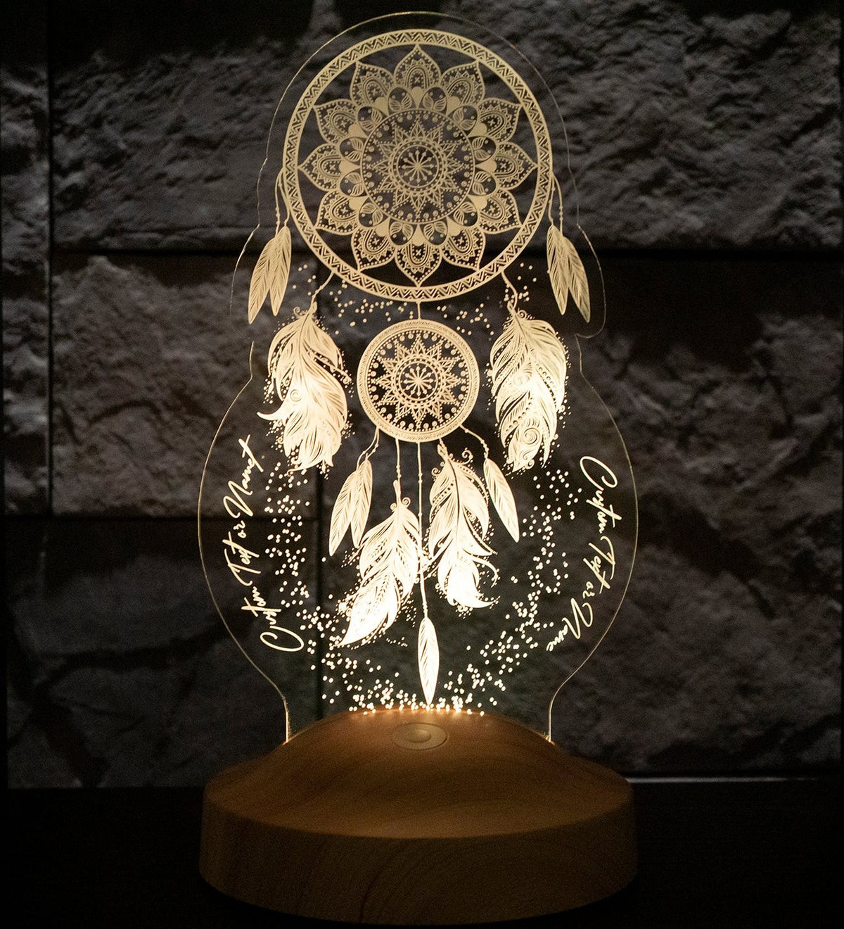 TRAUMFÄNGER PERSONALISIERTE 3D LAMPE MIT WUNSCHTEXT DREAMCATCHER