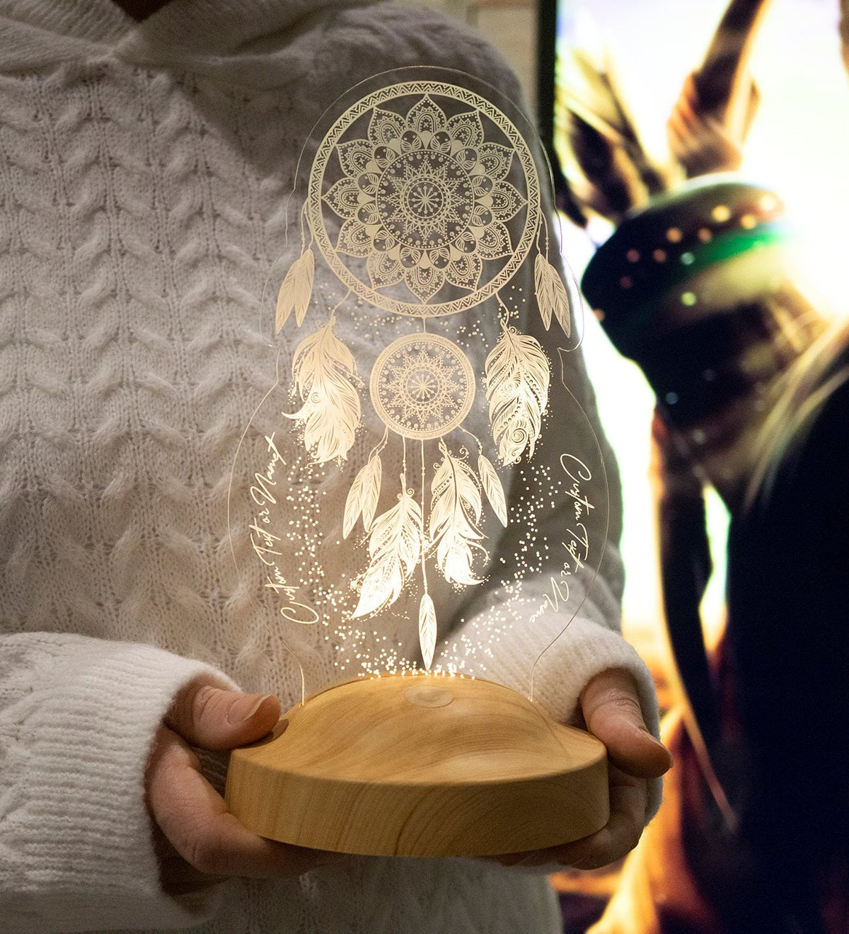 TRAUMFÄNGER PERSONALISIERTE 3D LAMPE MIT WUNSCHTEXT DREAMCATCHER